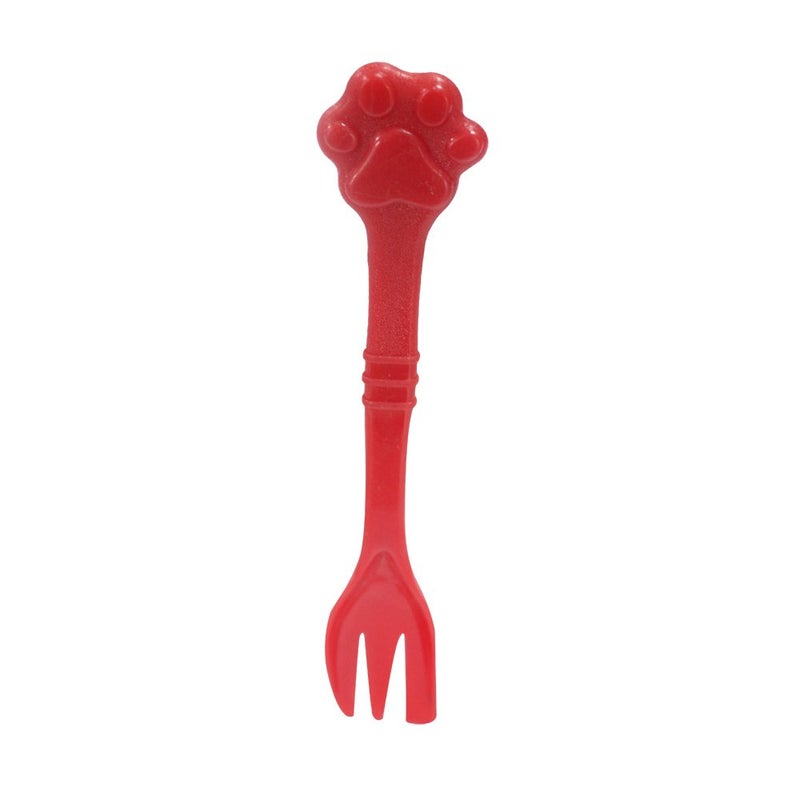 Kunhe Pet Dog Cat Feeding Scooping Can Tin Food Fork Mixing Spoon Red 7.48Inch - Image 1